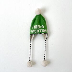 KATE SPADE I NEED A VACATION Pom Pom Beanie Hat
